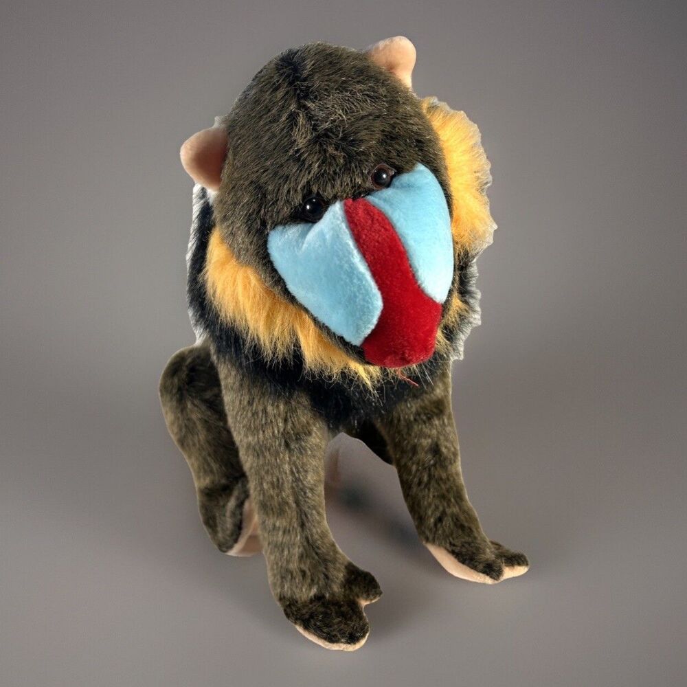 K & M International Mandrill Baboon Monkey Plush Stuffed Animal Jungle 13" EUC